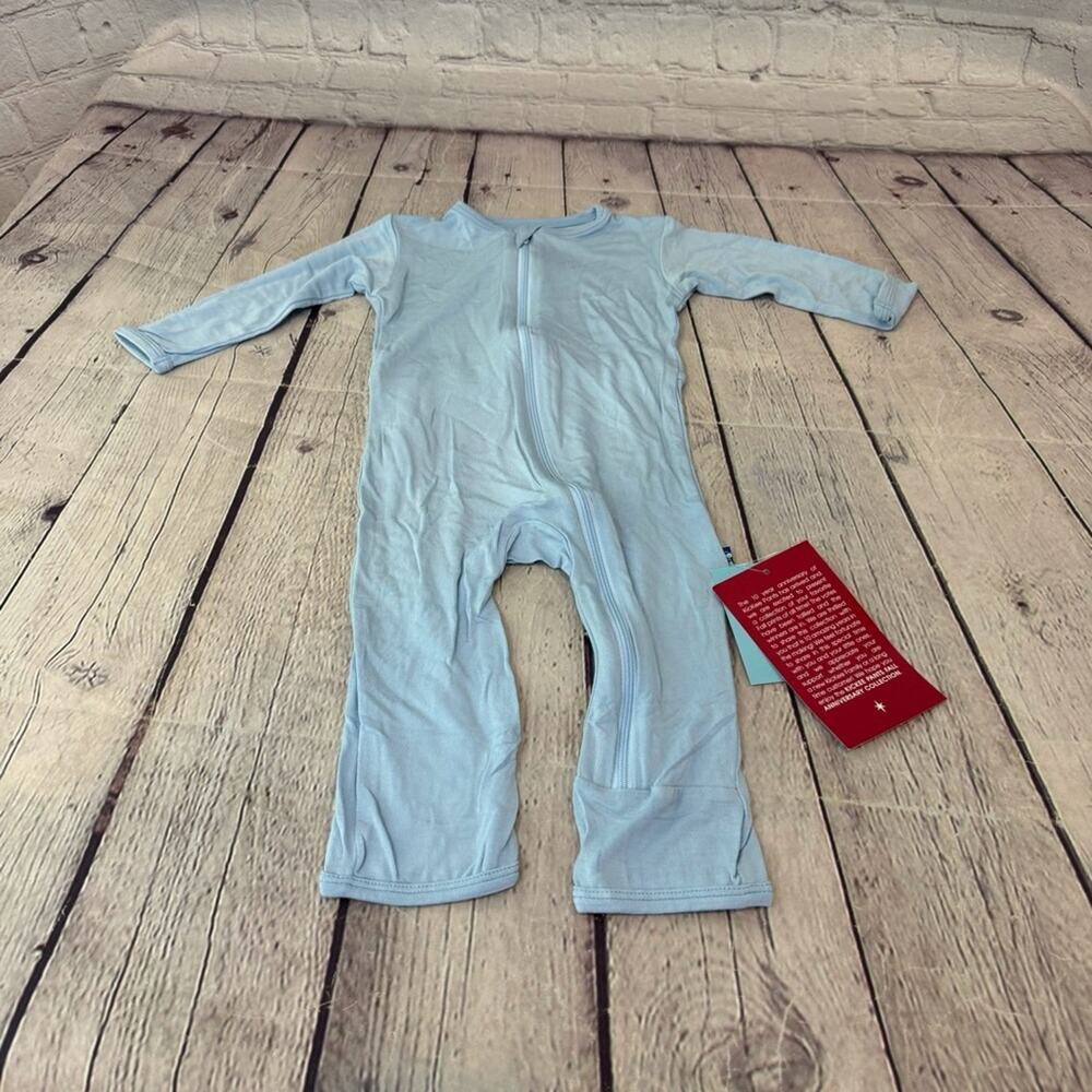 Kickee Pants Light Blue Bamboo Zipper Footless Romper